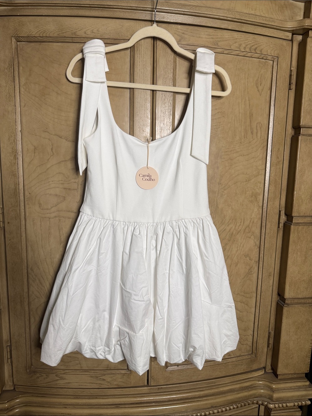 🇺🇸 FLASH SALE! Camila Coelho white mini Mix Media Bubble hem  skirt Dress